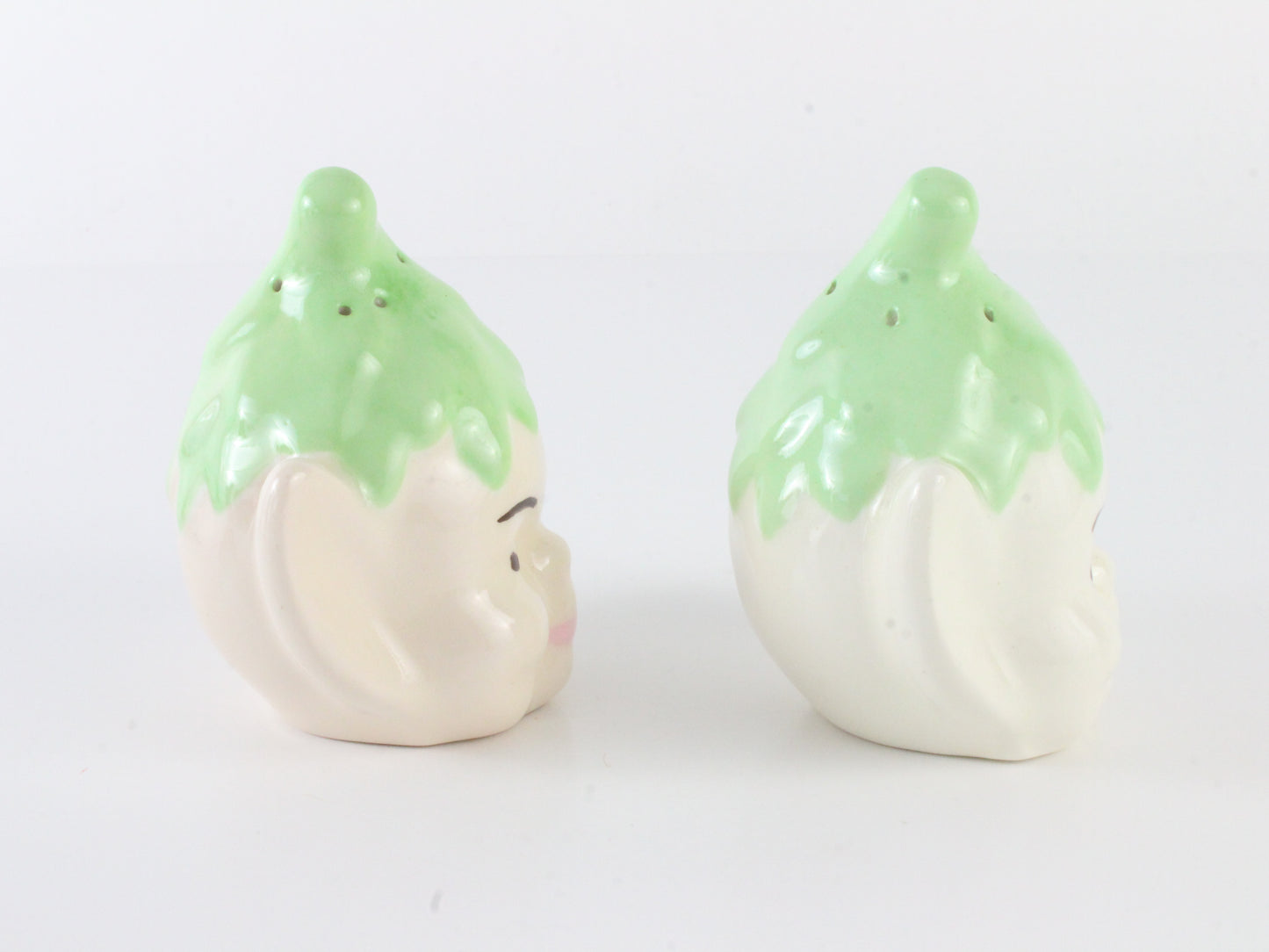 Vintage Pixie Elf Head Salt & Pepper Shakers Ceramic 3.5 In