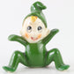 Vintage Pixie Elf Green Seated Ceramic Figure Japan 2 In