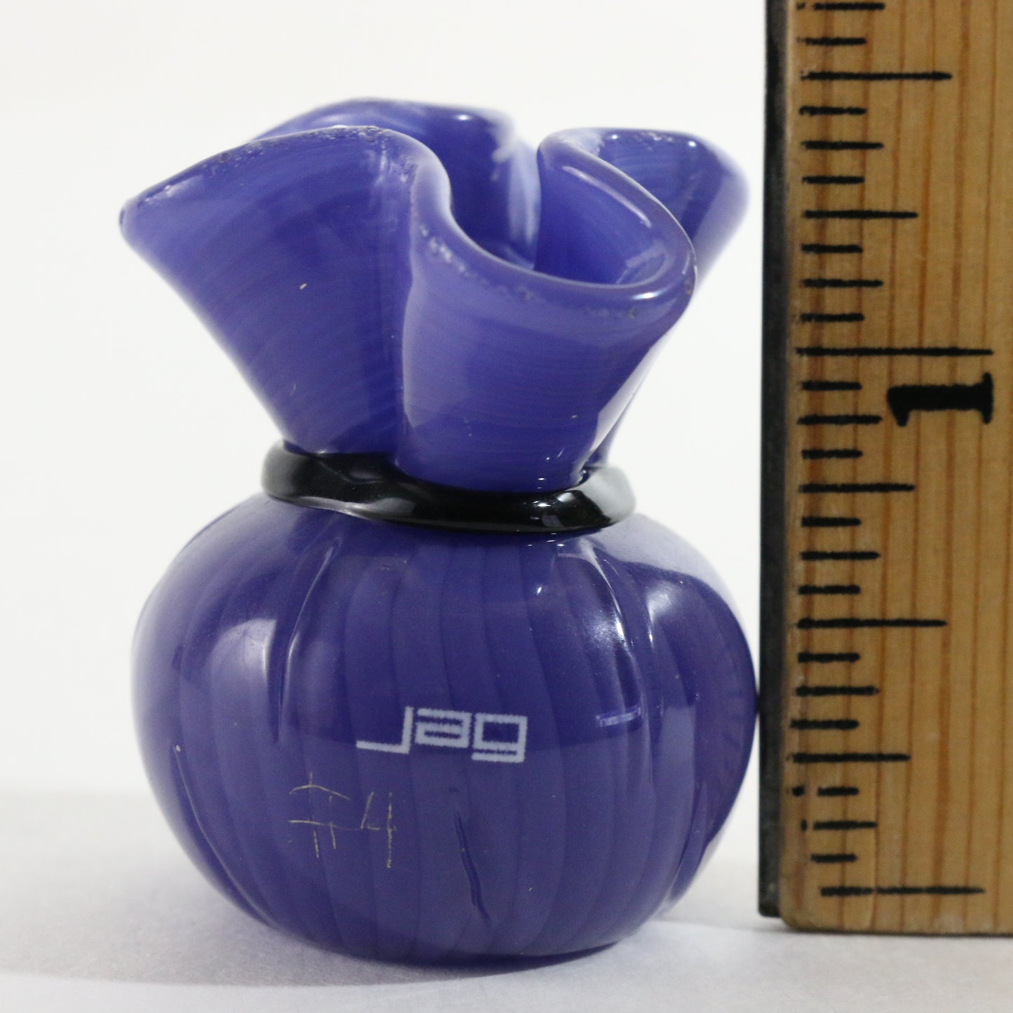 JAG Just Another Gallery Glass Money Bag Purple & Black #4 1.5"