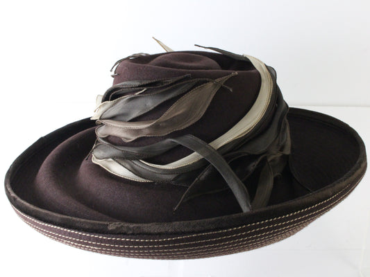 Gabriela Ligenza Ladies Elegant Handmande Brown Felt Hat 7 56cm