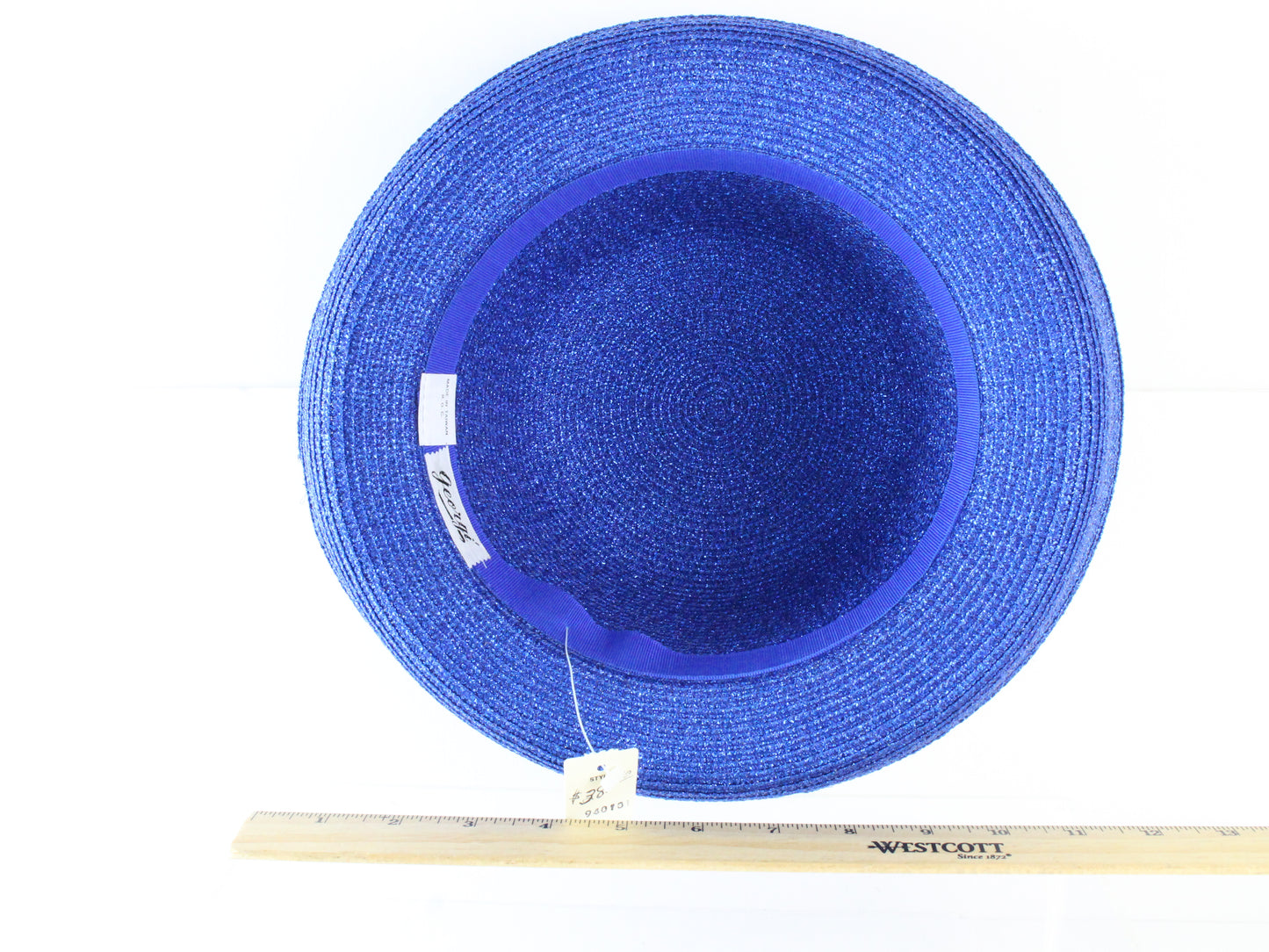 Georgi Ladies Boutique Royal Blue Straw Like Summer Hat 7 56cm