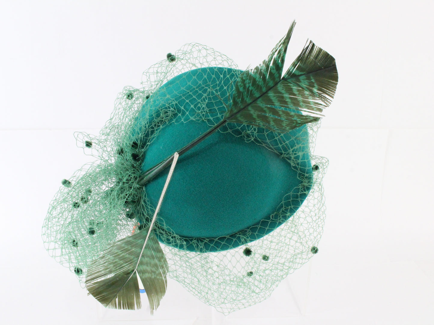 Mr John Classic Fascinator Green Excello Wool Ladies Hat 6 3/4 54cm