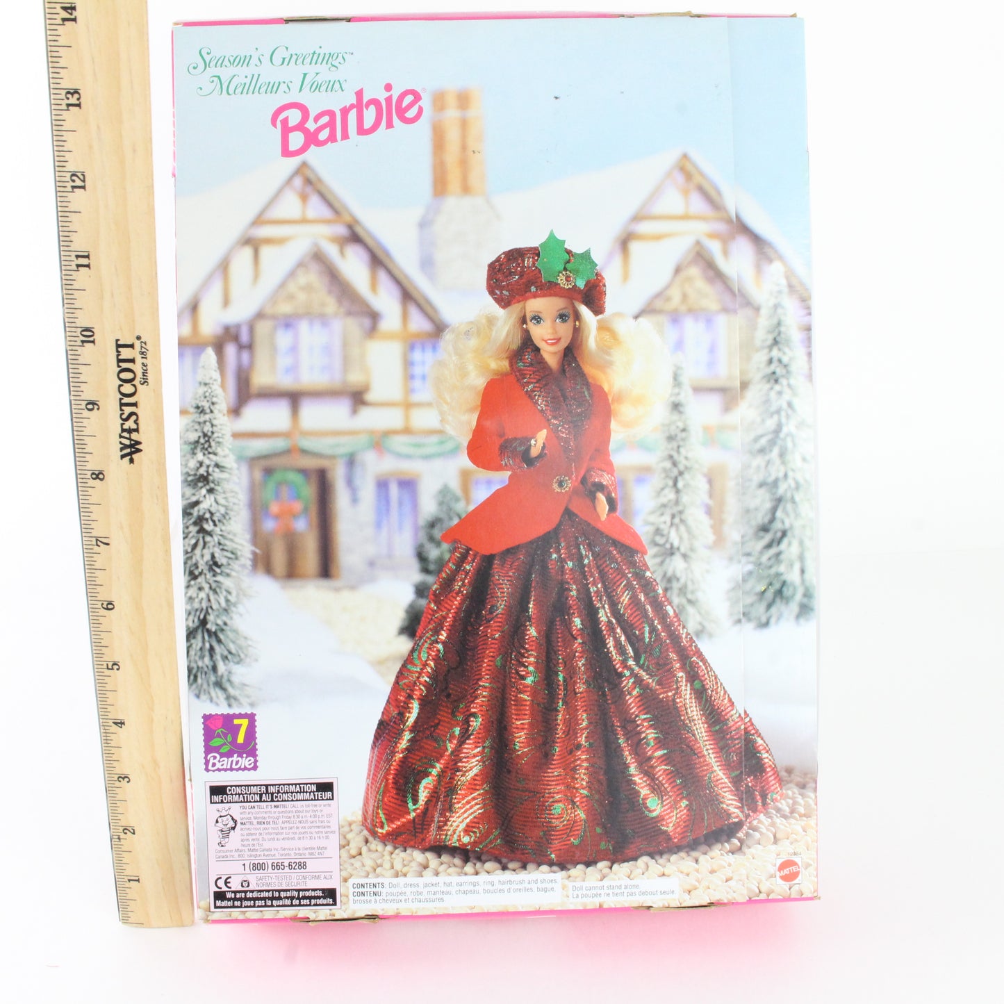 Seasons Greetins Barbie Blonde W/ Red And Green Gown 12384 Canadian Release