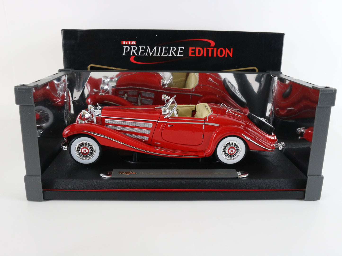 1936 Mercedes Benz 500 K Type Specialroadster Red Maisto Premiere 1:18 Model Car