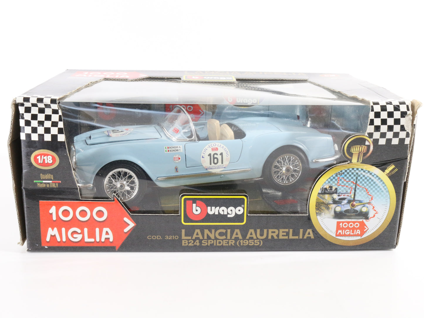 1955 Lancia Aurelia B24 Spider Blue 1000 Miglia Bburago 1:18 Model Car 3210