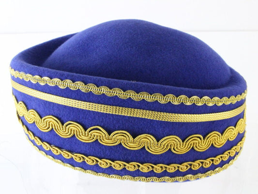 Sonni Of California Ladies Boutique Royal Blue And Gold Felt Cap 6 7/8 55cm