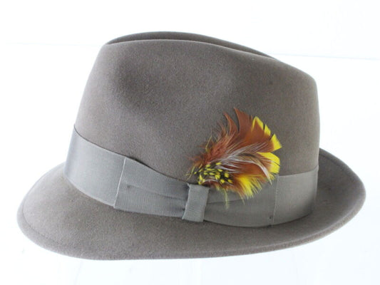 Royal Biltmore Mens Limestone Brown Felt Fedora W/ Feathers MULTIPLE SIZES