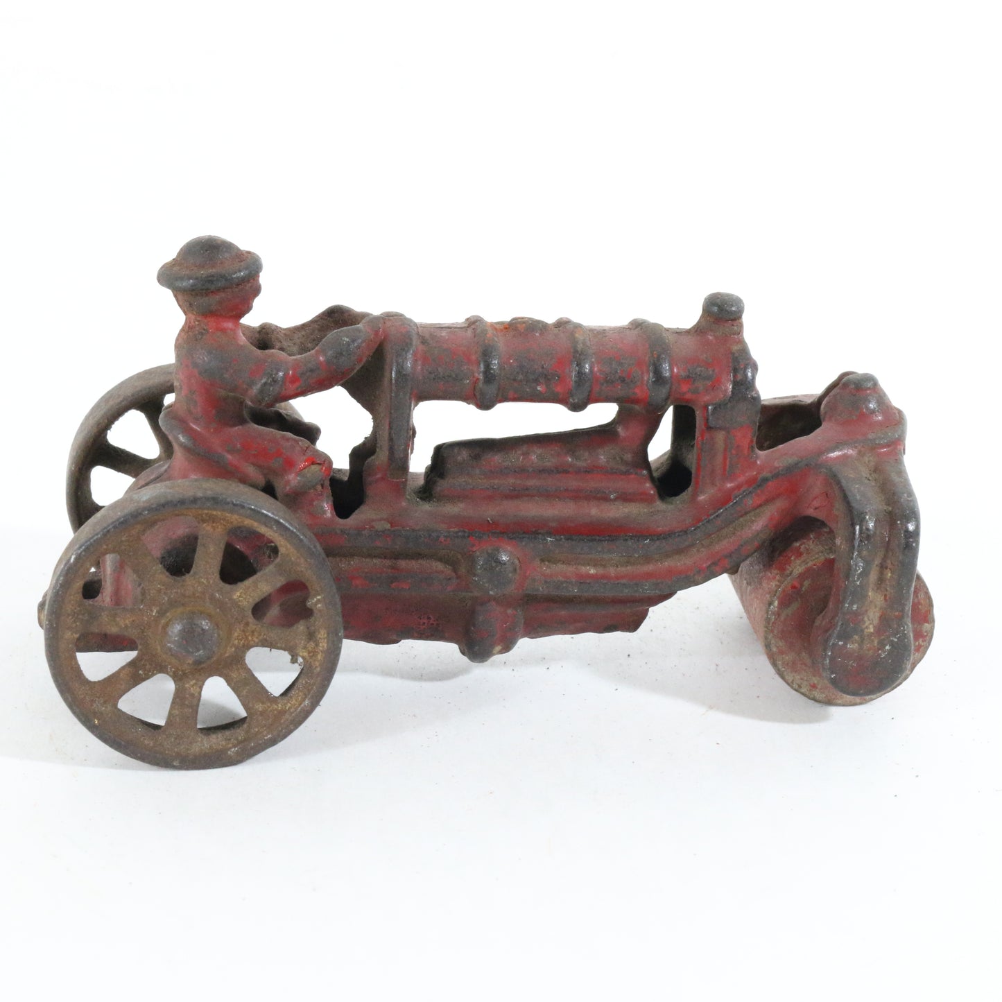 Antique Red Cast Iron Fordson Road Roller Tractor Farm Model AC Williams 4"