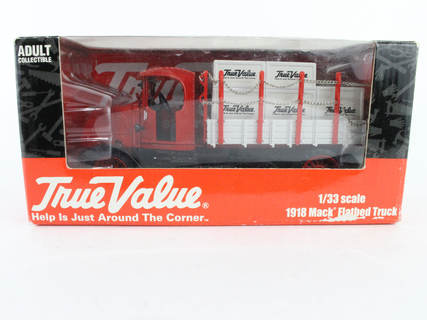 1918 Mack Flatbed Truck True Value ERTL 1:33 Scale Model 21541p w/ Box