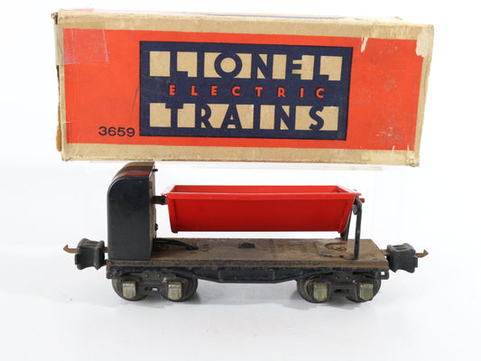 Lionel O Prewar 3659 Remote Control Red & Black Operating Dump Car