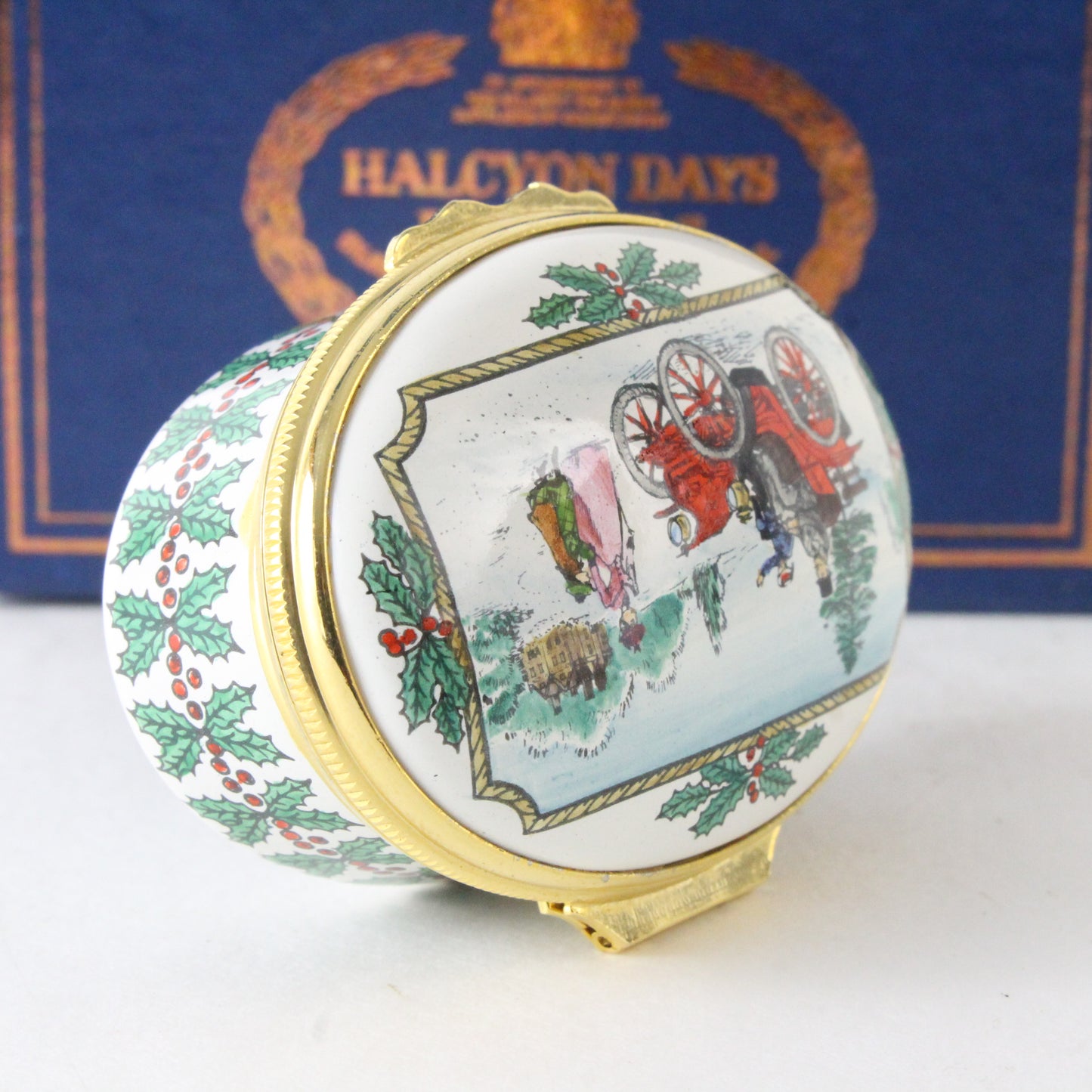 Halcyon Days Enamel Box Limited Edition 1981 Arriving With Christmas Tree