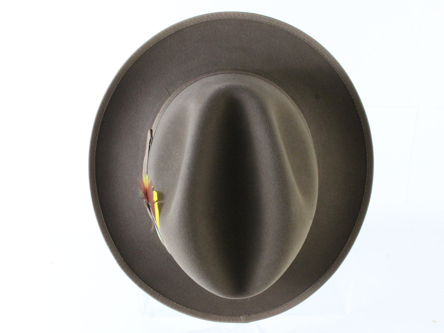 Biltmore Top Hatters Mens Walnut Brown Felt Fedora W/ Feather 6 7/8 55cm