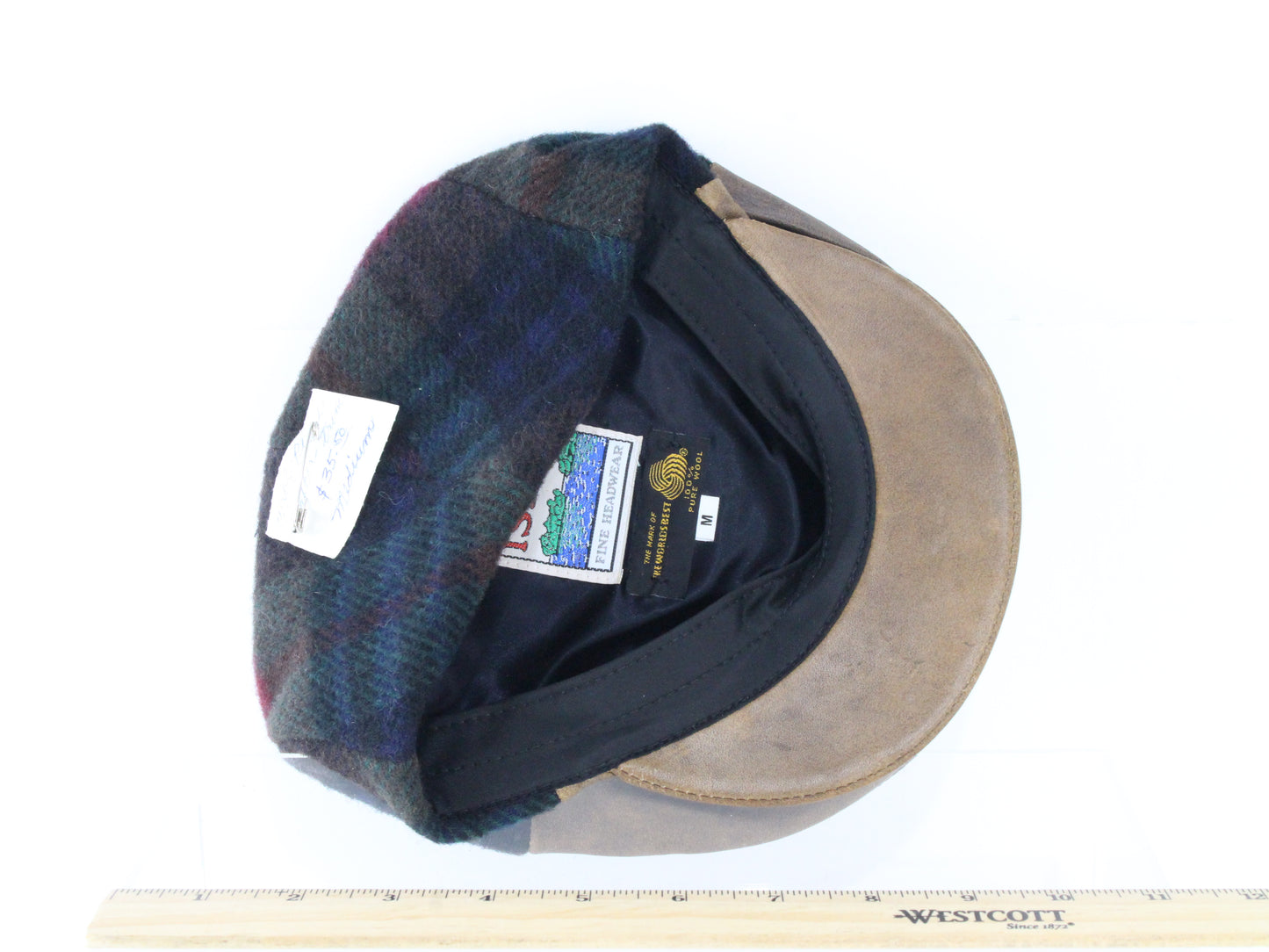 Lake of the Isles Mens Plaid Wool and Genuine Leather Sport Cap M