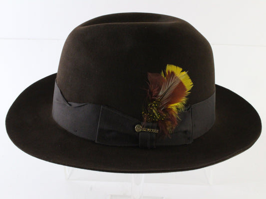 Royal Biltmore Mens Black Oak Brown Felt Fedora W/ Feathers MULTIPLE SIZES