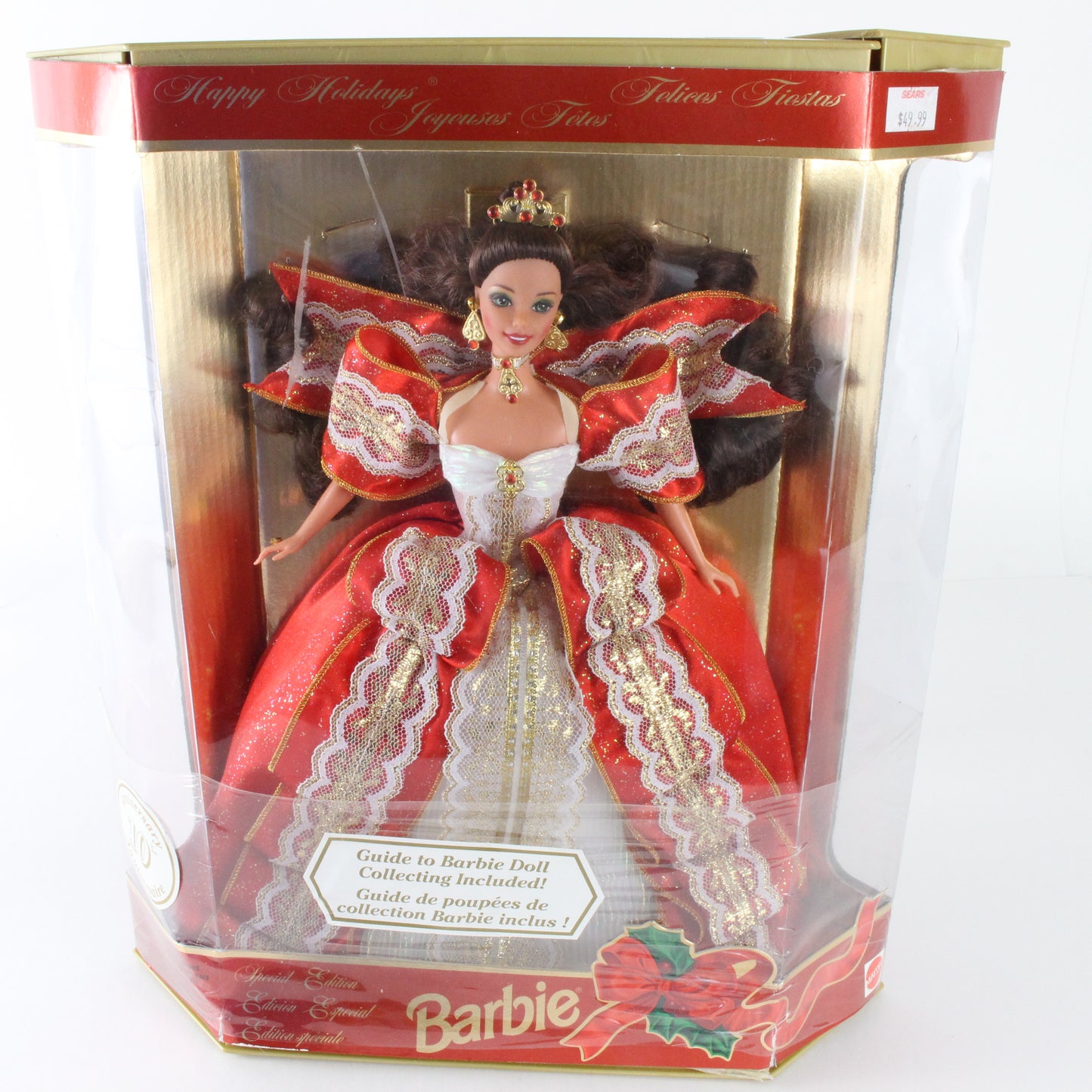 Happy Holidays Barbie Brunette W/ Red Gown Mattel 17832 Foreign Release