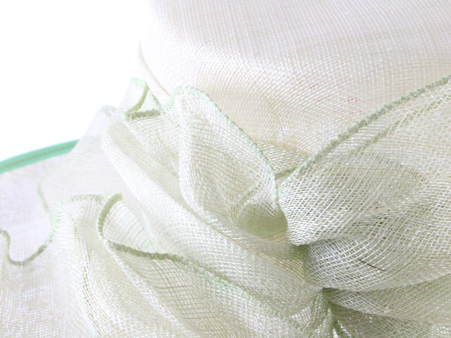 Chapeau Creations Ladies Boutique White And Lime Straw Hat 7 56cm