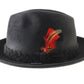 Biltmore Eleganza Raleigh Mens Black Felt Fedora W/ Red Feather MULTIPLE SIZES