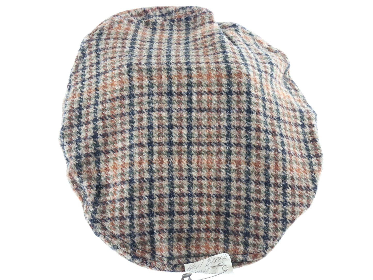 Avalon Classic Mens Brown and Orange Houndstooth Wool Beret S/M