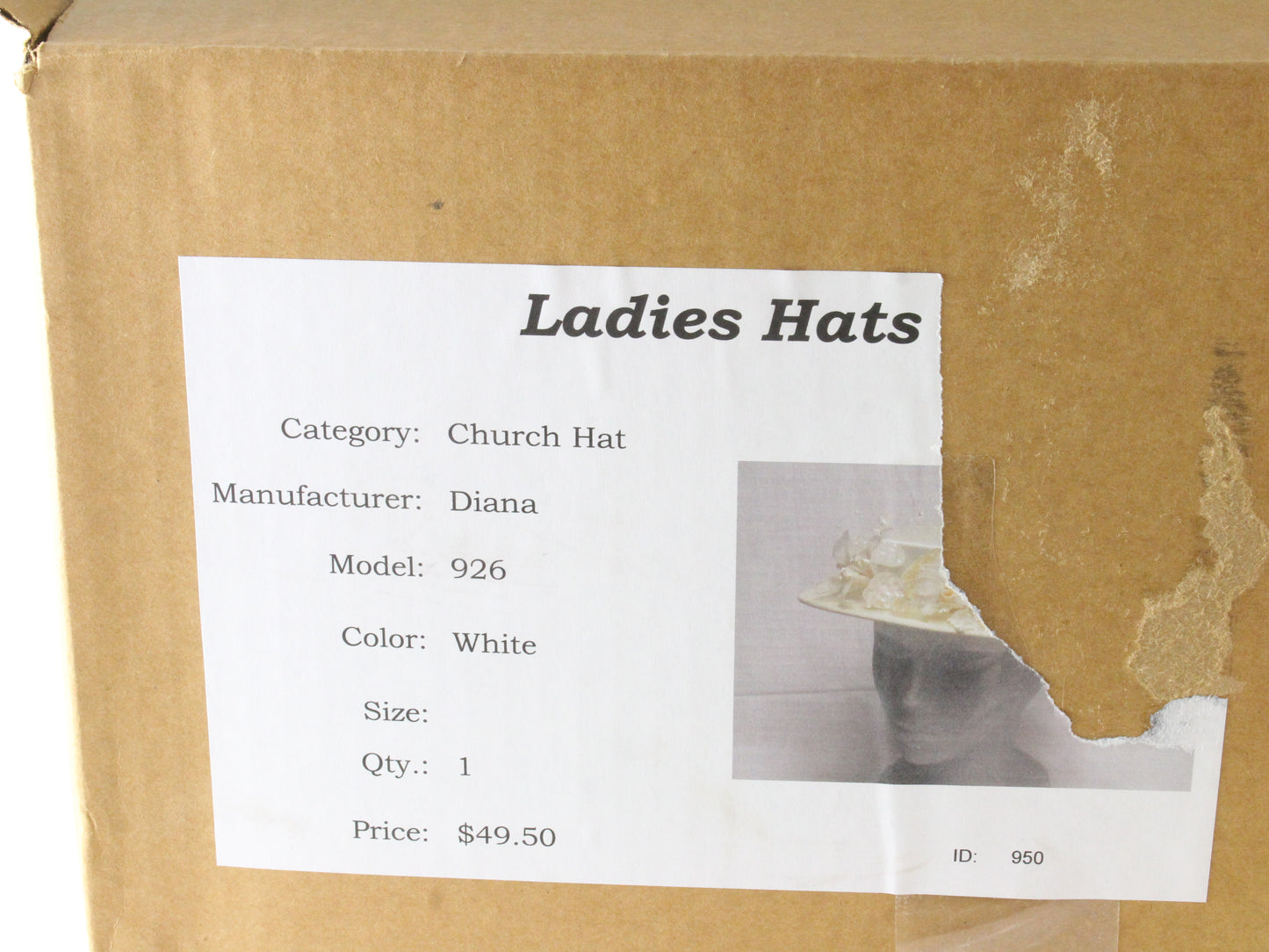 Diana Ladies Elegant Boutique White Hat W/ Beads And Flowers 6 5/8 53cm