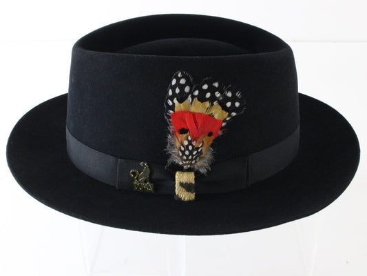 Biltmore Heritage Collection Mens Black Felt Fedora W/ Feathers MULTIPLE SIZES