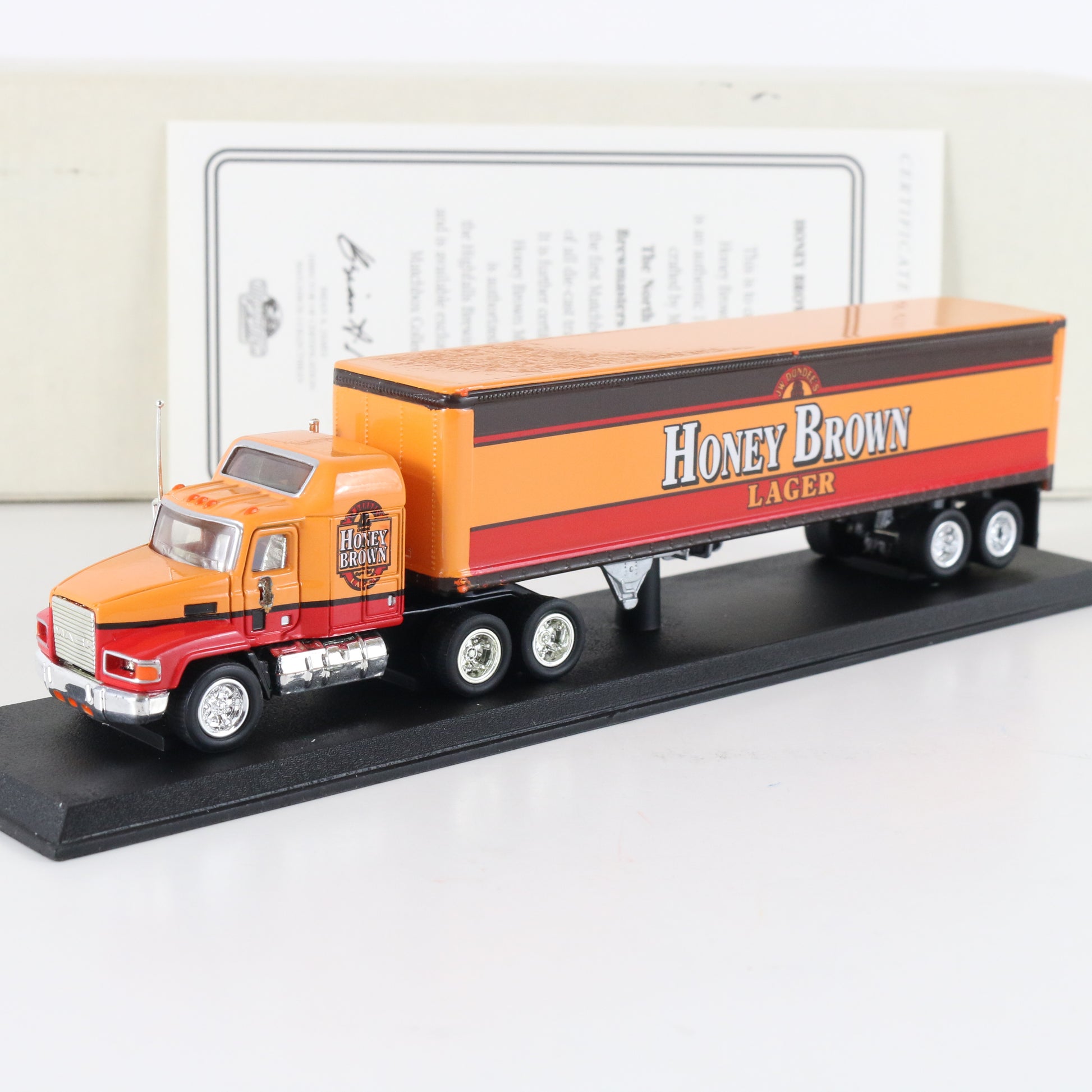 Mack Truck & Trailer Honey Brown Lager Matchbox