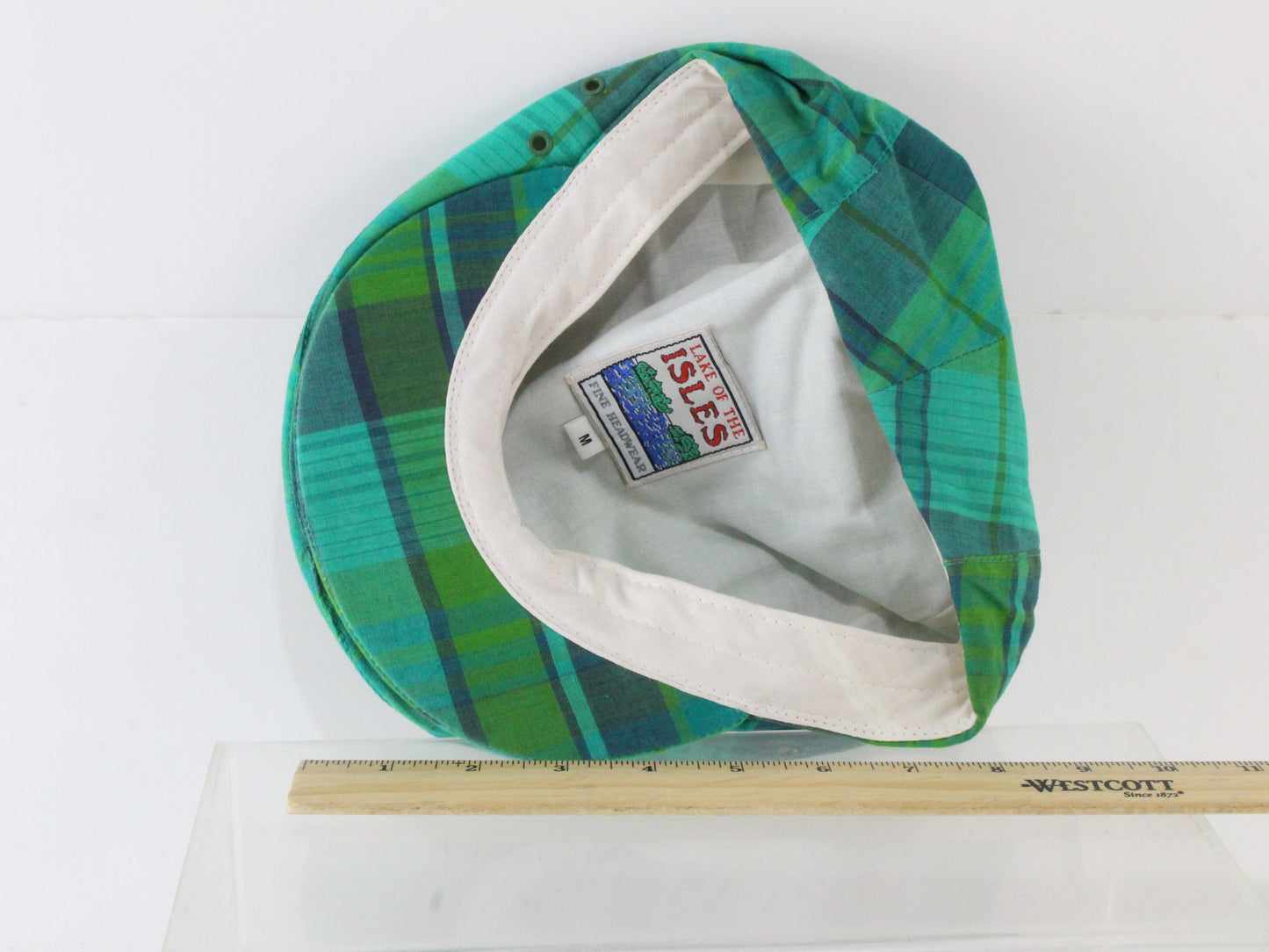 Lake of the Isles Green Mens Vintage Ivy Cap Newsboy Flat Hat Medium M