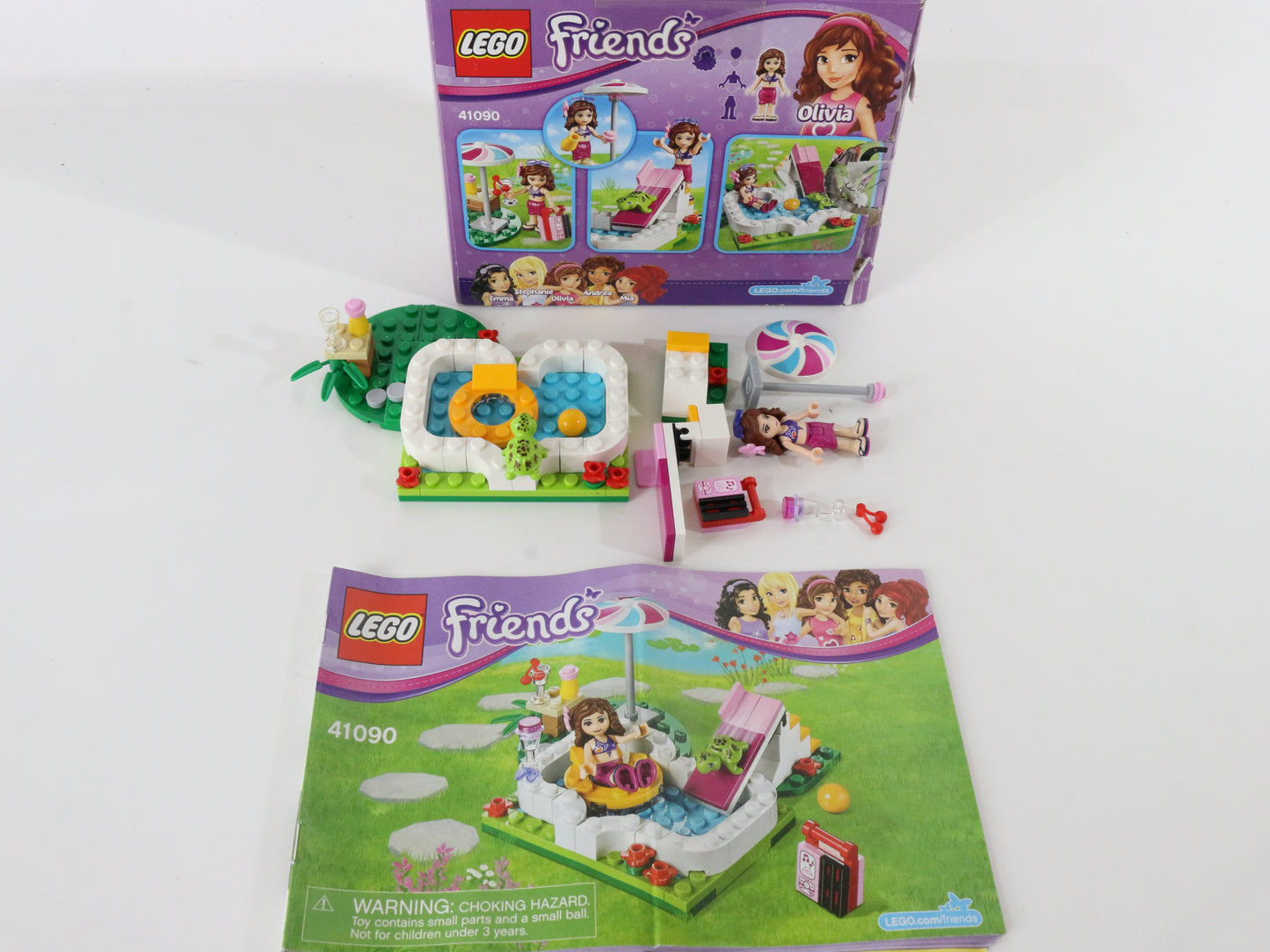 Lego Friends Olivias Garden Pool Mostly Built Set 41090 W/ Box & Instructions