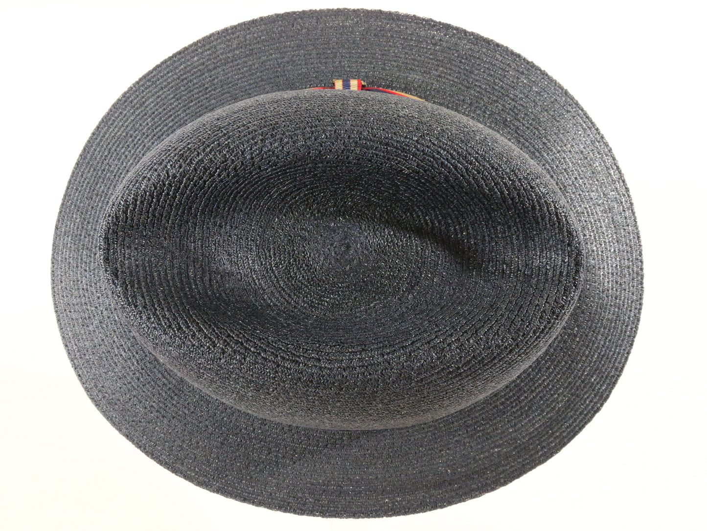 Biltmore Mens Classic Navy Blue Straw Milan Fedora W/ Pin Stylish Band 7 56cm