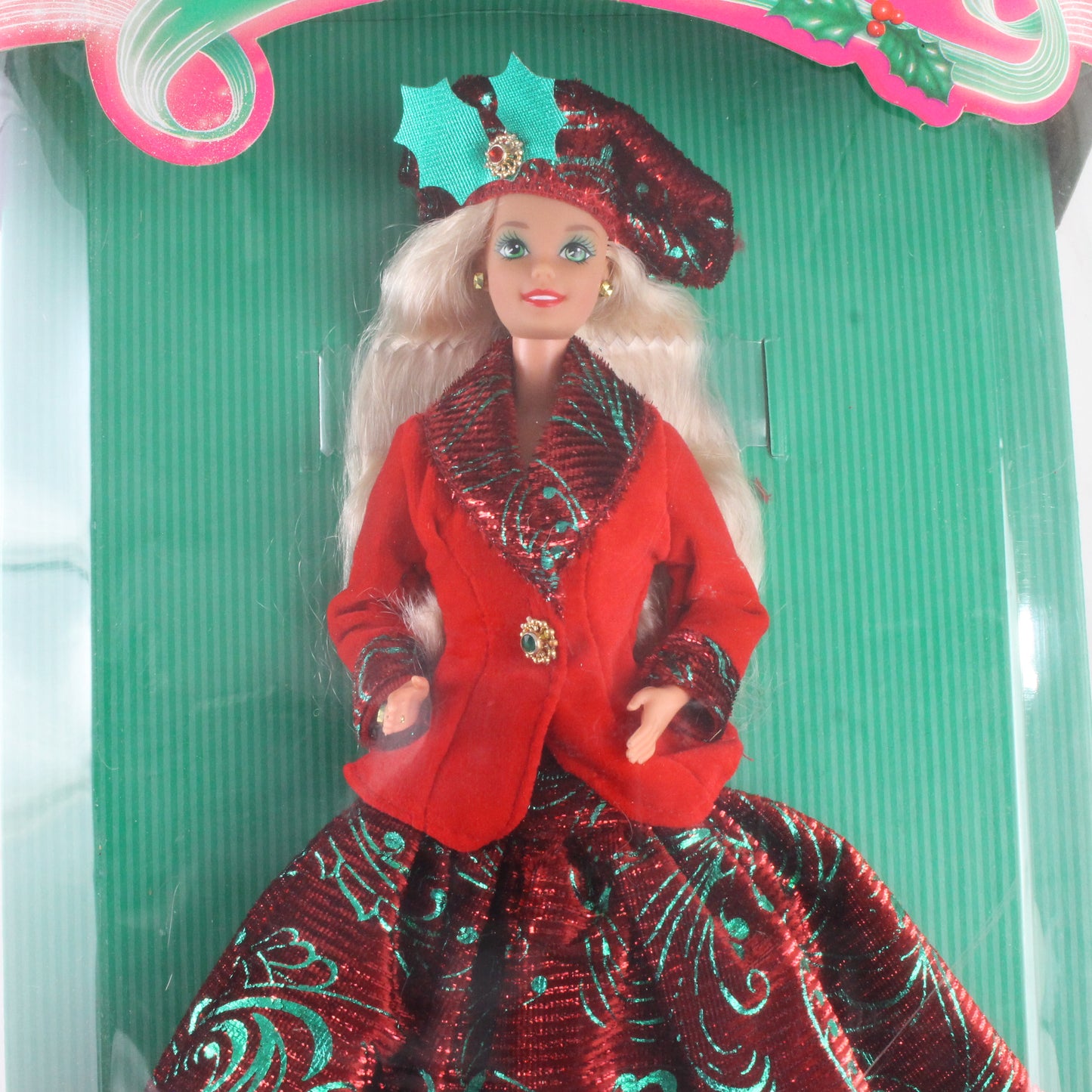 Seasons Greetins Barbie Blonde W/ Red And Green Gown 12384 Canadian Release