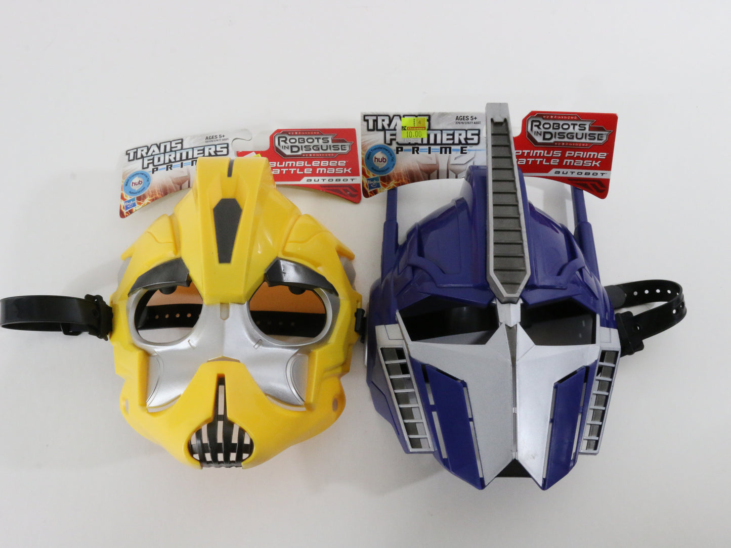 Lot Of 2 Optimus Prime & Bumblebee Battle Masks Autobot Hasbro in Packaging