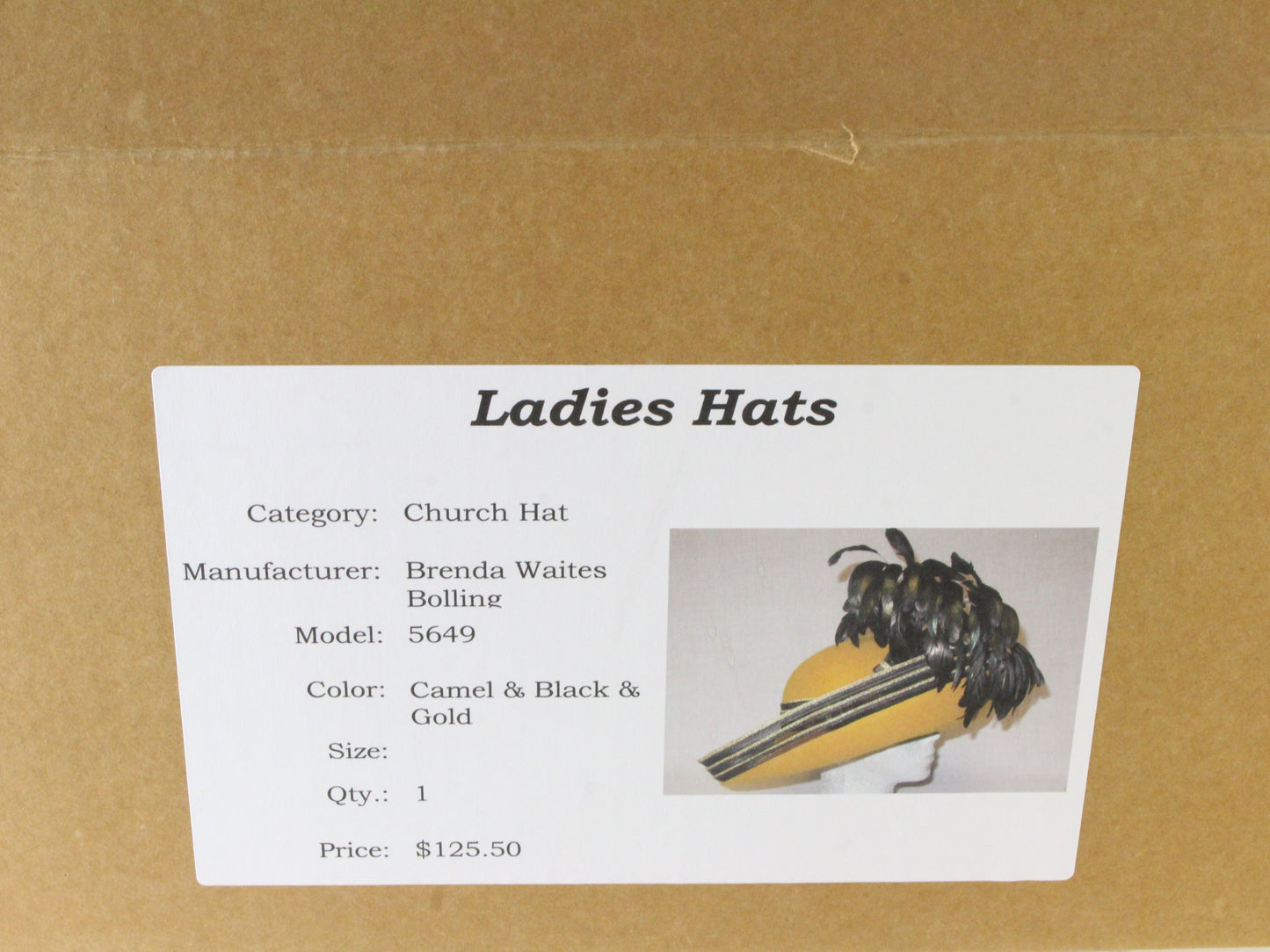 Brenda Waites Bolling Ladies Camel And Black Wool Felt Hat W/ Feathers 7 56cm