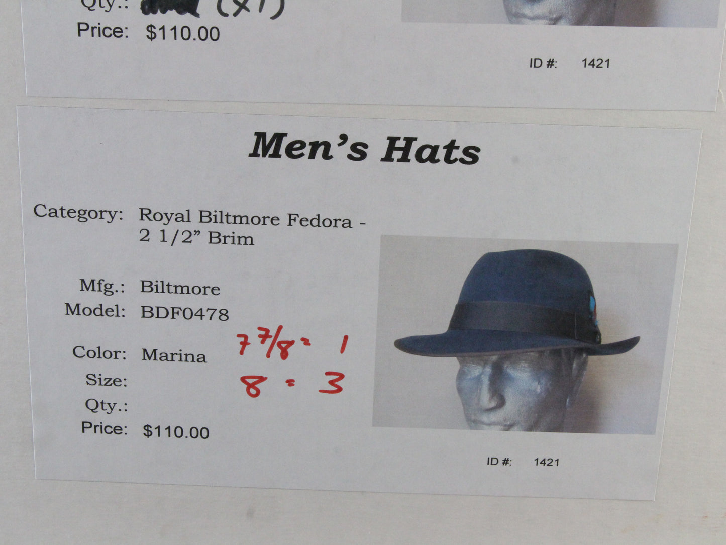 Biltmore Royal Mens Marina Blue Felt Fedora W/ Blue Feather MULTIPLE SIZES