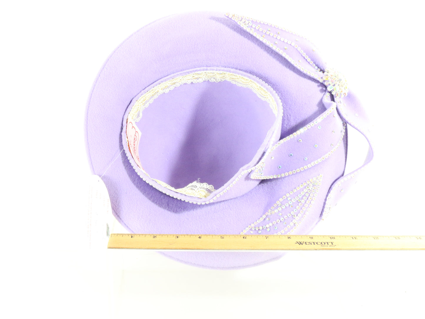 George Zamaul Couture Ladies Lilac Purple Felt Boutique Hat W Rhinestones 7 56cm