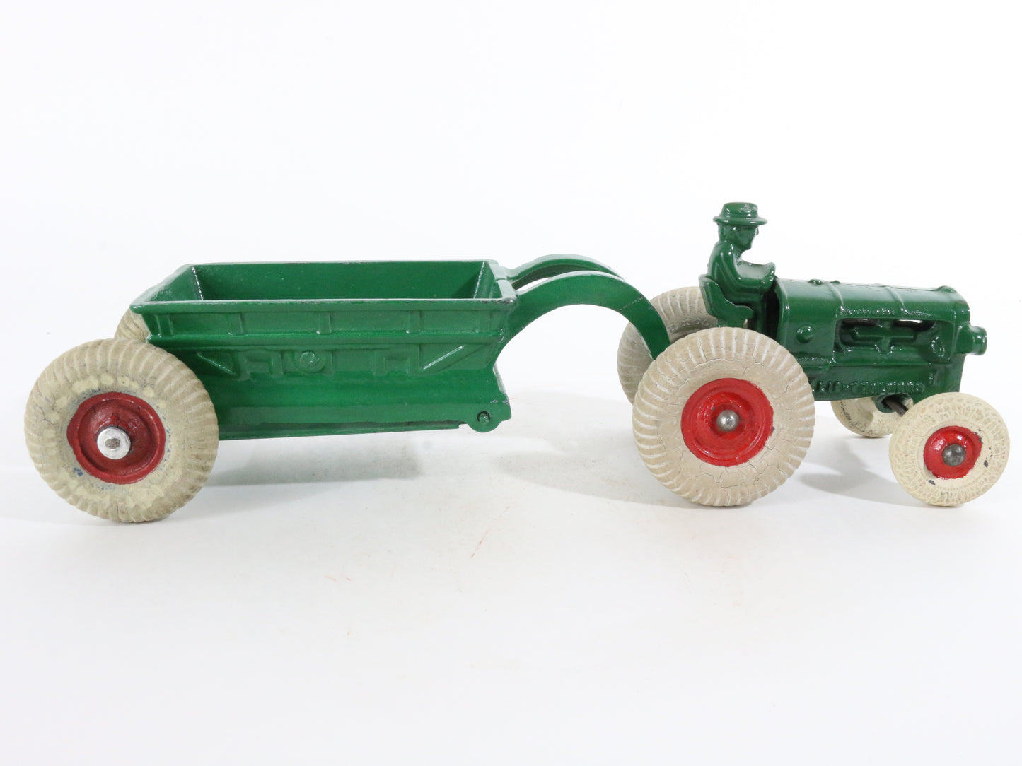 Vintage Green Allis Chalmers Tractor & Trailer w/ Balloon Wheels Arcade