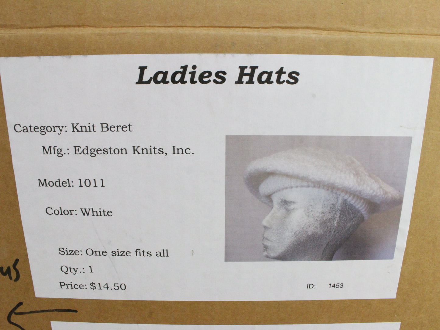 Edgeston Knits Ladies Boutique Fancy White Knit Beret One Size