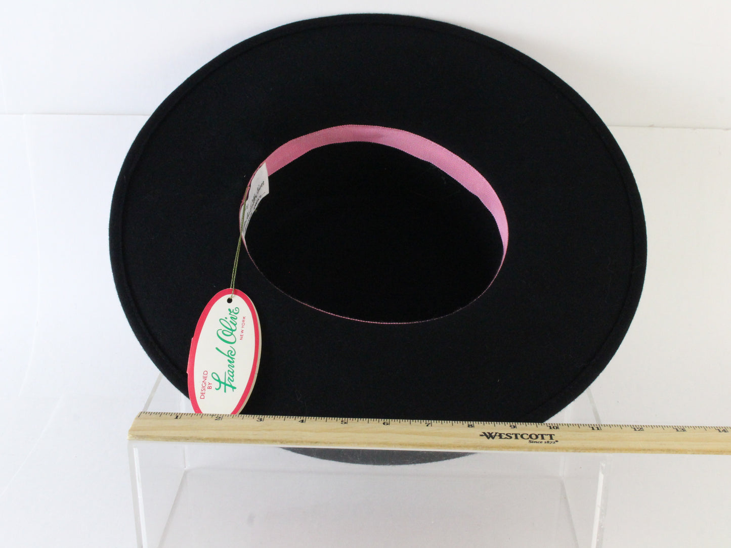 Frank Olive Private Collection Ladies Boutique Black Felt Hat W/ Velvet 7 56cm