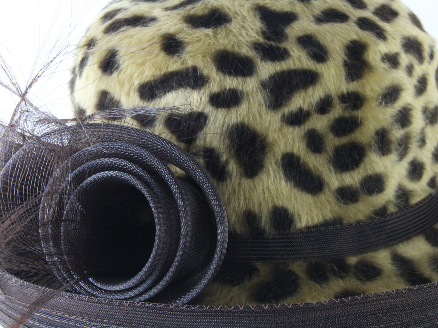 Marzi of Italy Ladies Handmade Animal Print Felt Hat W/ Brown Trim 7 56cm WOW