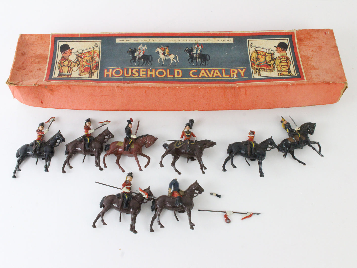 Household Cavalry Britains John Hill Brown & Black Horses W/ Soldiers