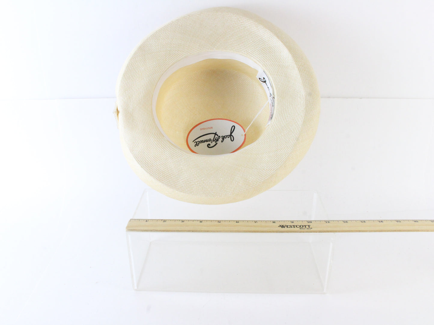 Jack Mcconnell Ladies Natural White Straw Like Hat W/ Pink and Green 7 1/8 57cm