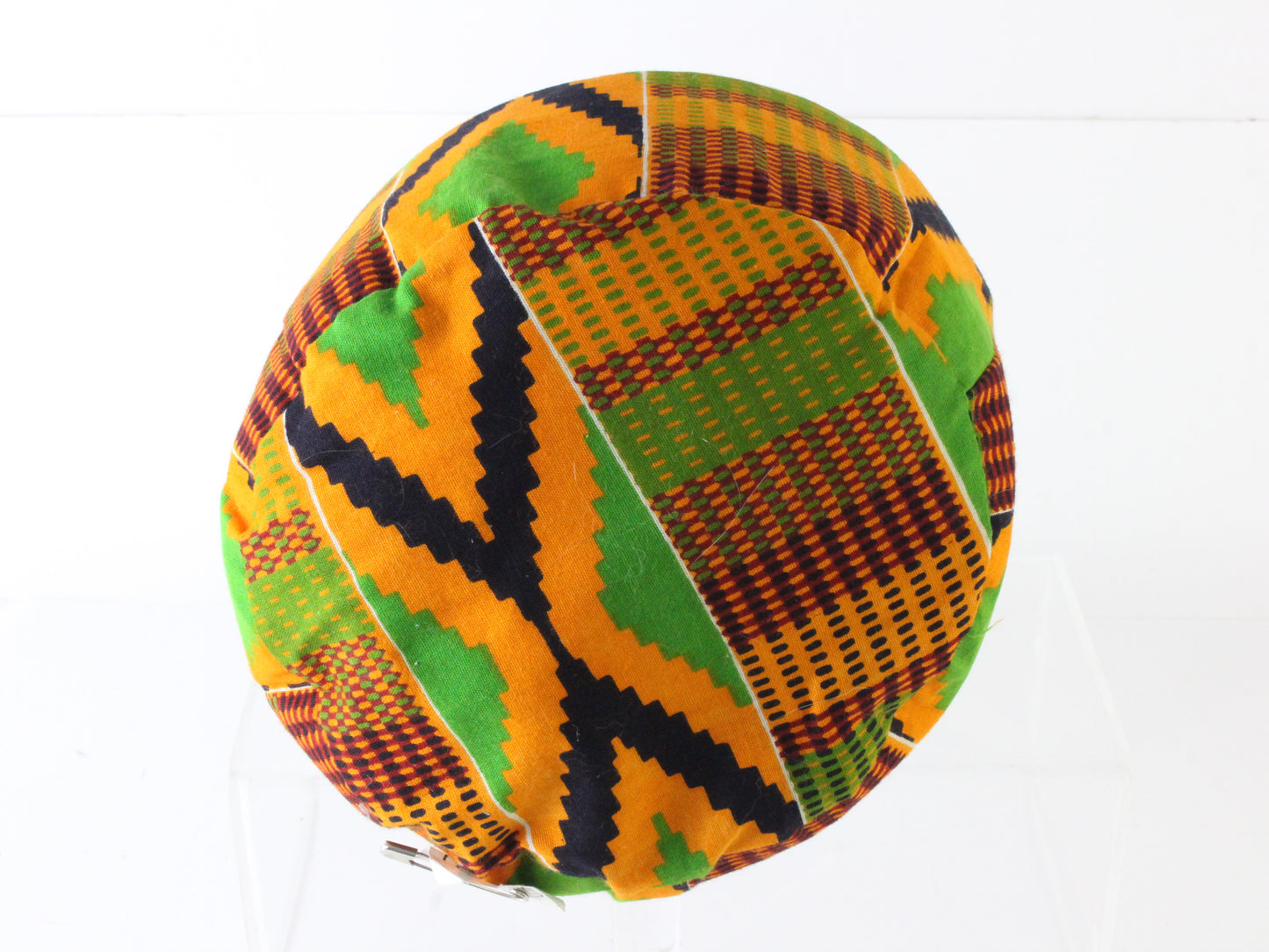 Mens Orange And Green Diamond Pattern African Cap MULTIPLE SIZES