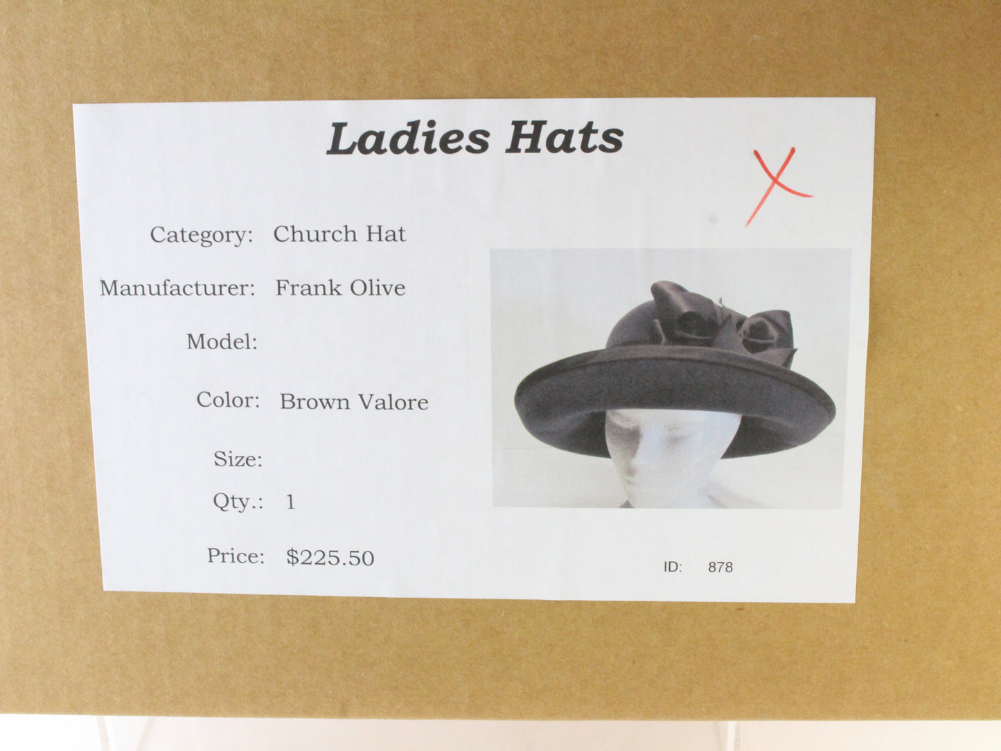 Frank Olive the Gold Standard Ladies Brown Valore Felt Hat W/ Bow 6 7/8 55cm