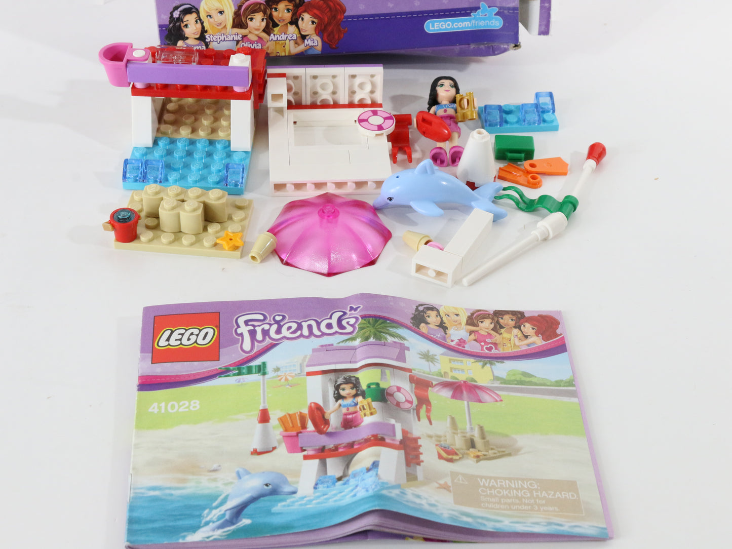 Lego Friends Emmas Lifeguard Post Mostly Built Set 41028 W/ Box & Instructions