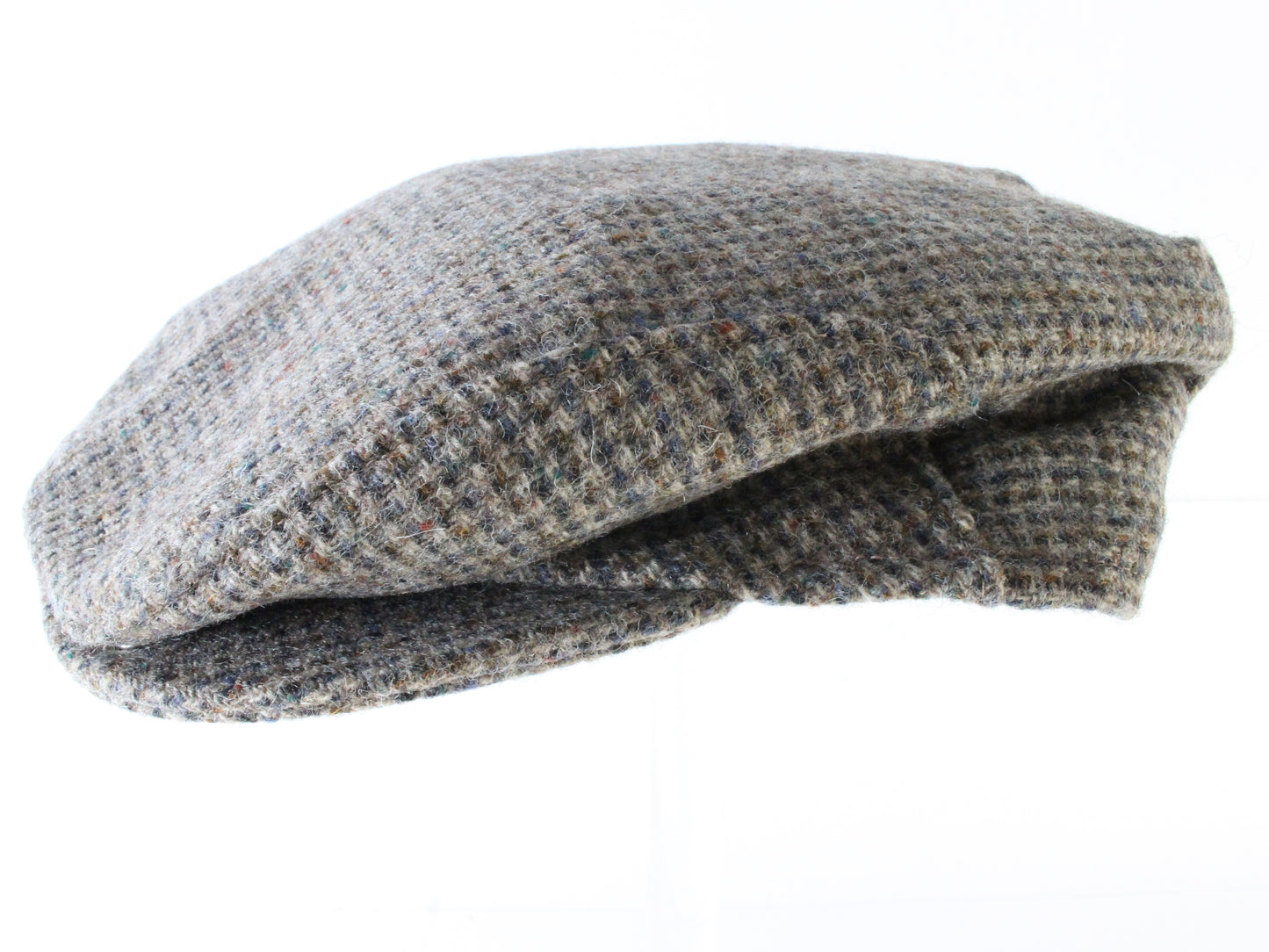 Borsalino Italia Mens Brown Checkered Wool Tweed Scally Cap Ivy Cap S