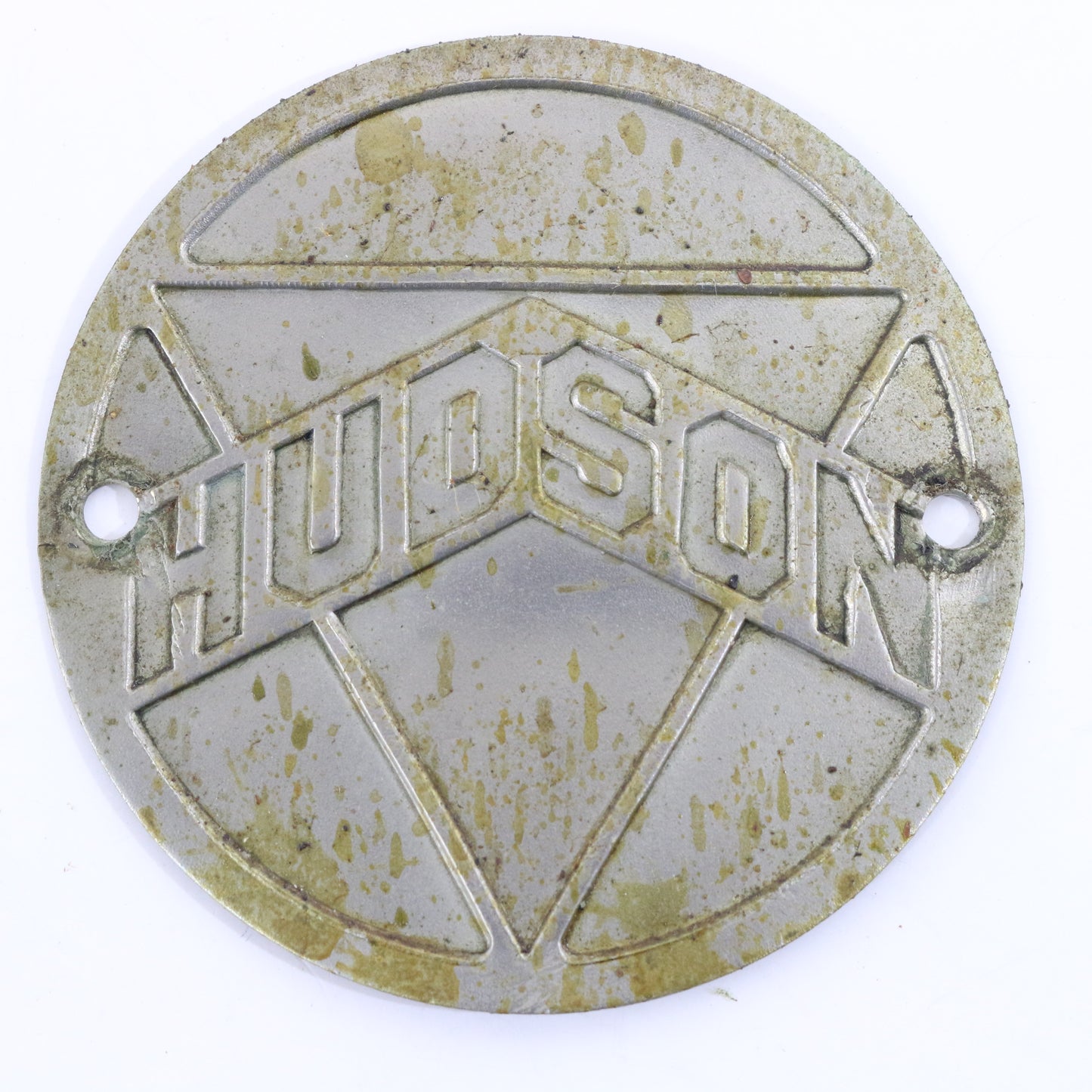 Hudson Silver Vintage Metal Automobile Emblem Badge 2.5"