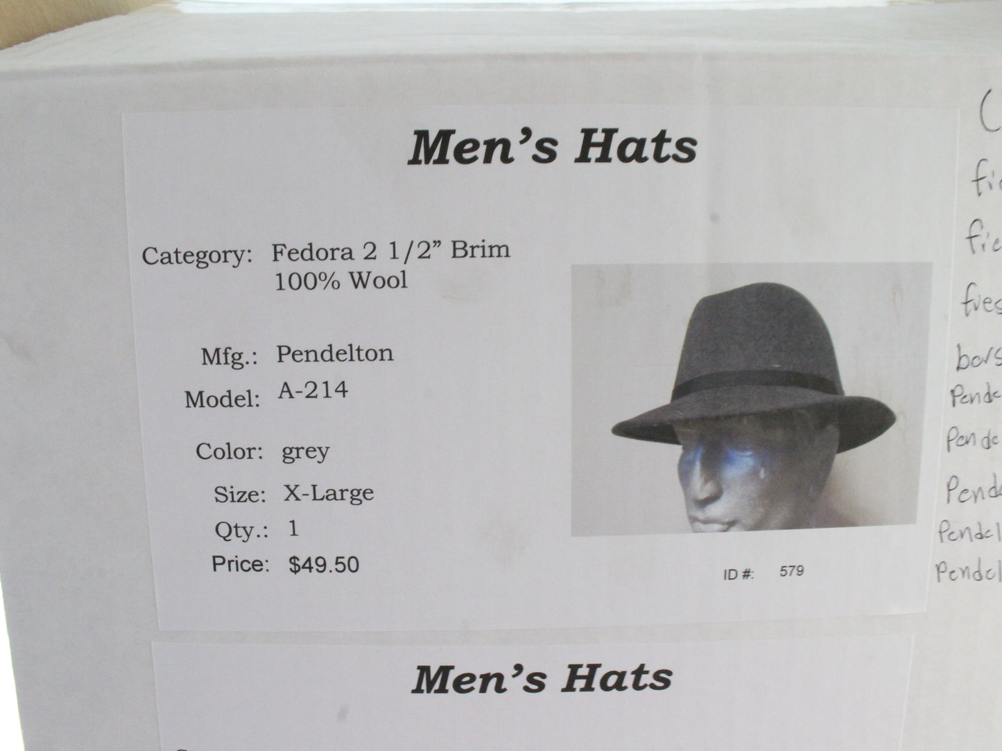 Pendleton Mens Classic Charcoal Gray Wool Felt Fedora MULTIPLE SIZES