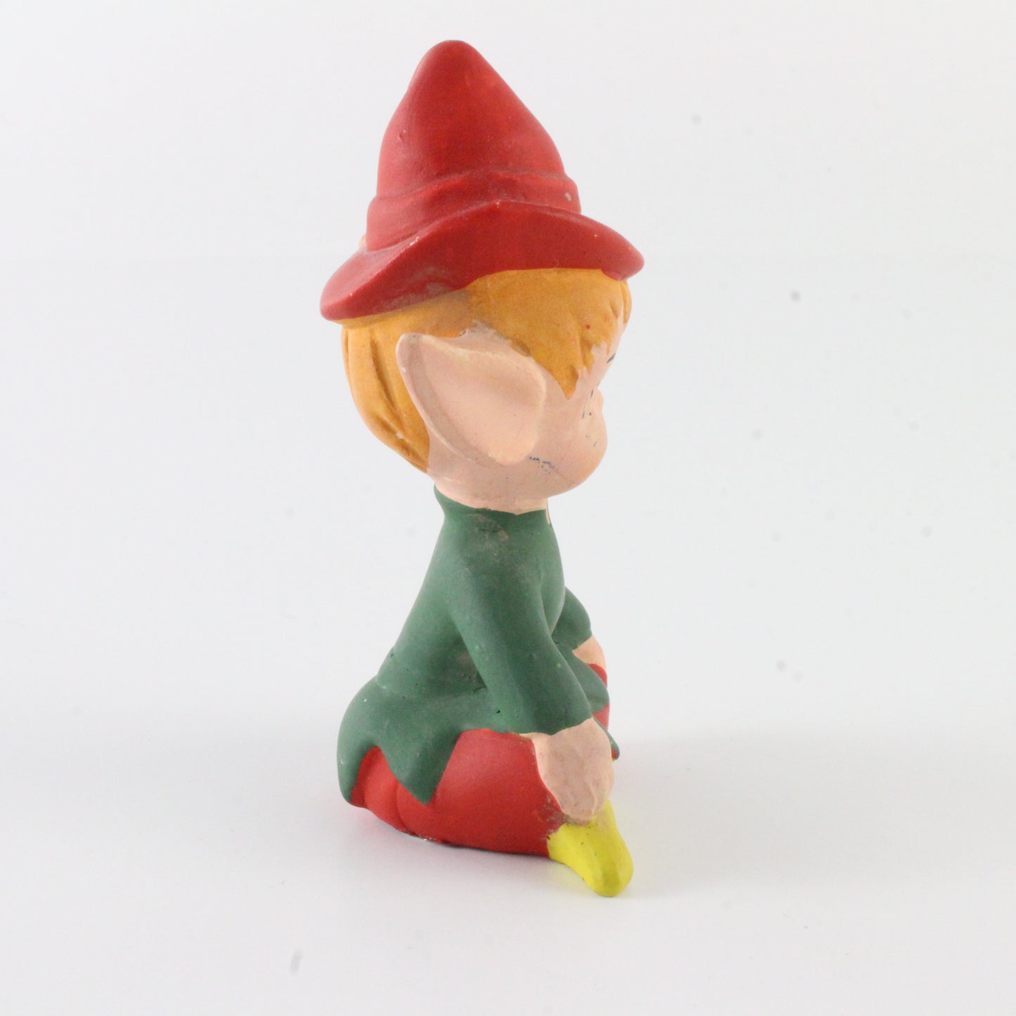 Vintage Red Green Pixie Elf Winking Seated Ceramic Victoria Ceramics Japan 3 In