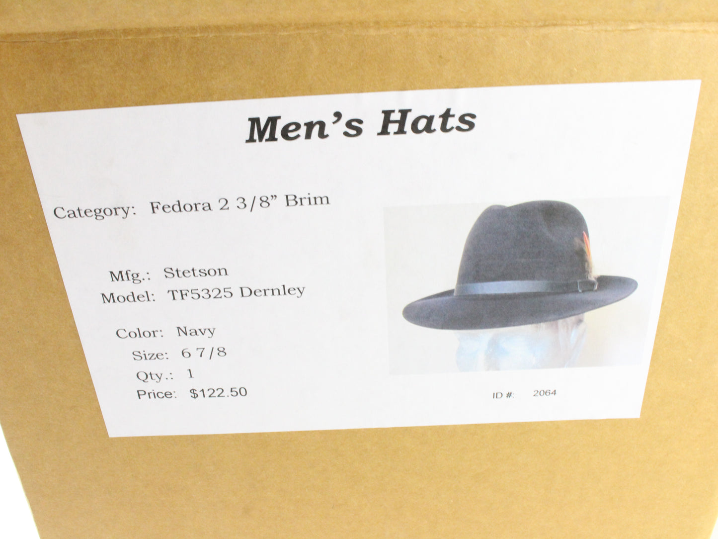 Stetson the Imperial Mens Navy Blue Felt Fedora W/ Feathers and Pin 6 7/8 55cm