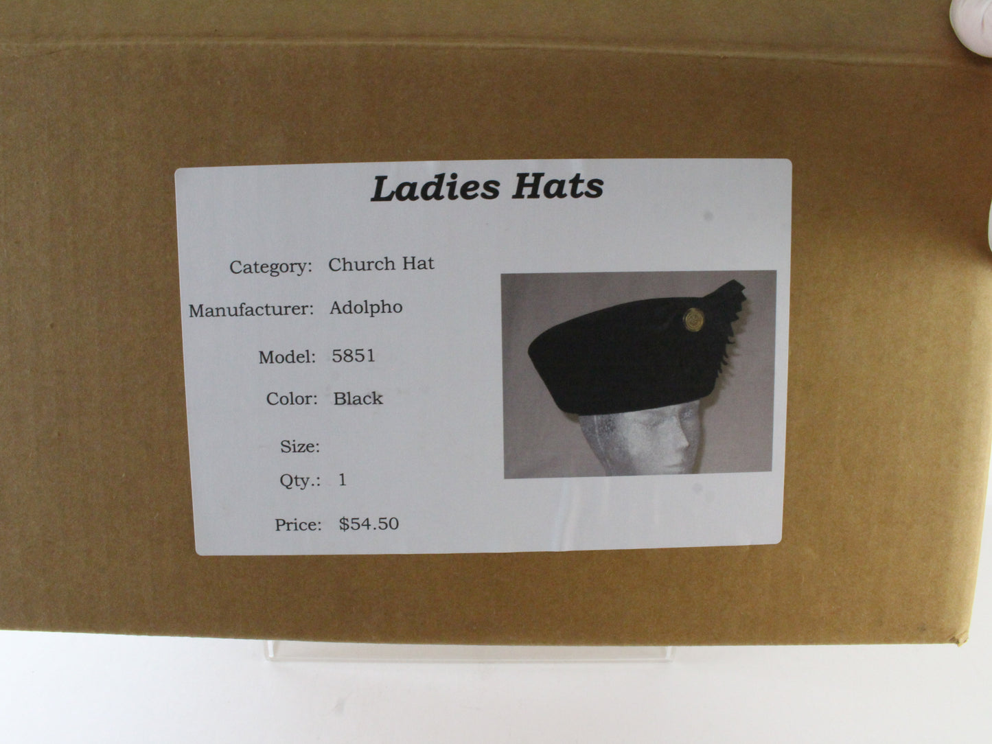 Adolfo Ii Ladies Elegant Black Wool Felt Hat W/ Embellishment 7 56cm