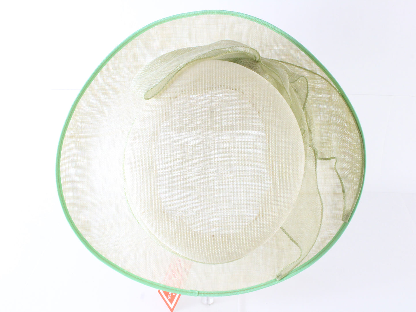 Chapeau Creations Ladies Boutique White And Lime Straw Hat 7 56cm