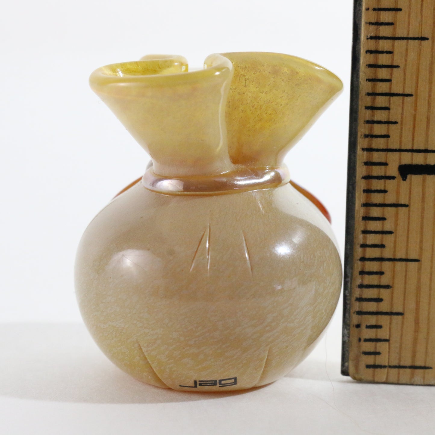 JAG Just Another Gallery Glass Money Bag Yellow & Tan Sand Color 1.5"